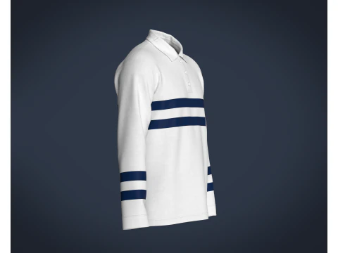 Mens Blue Stiped Polo 3D Model