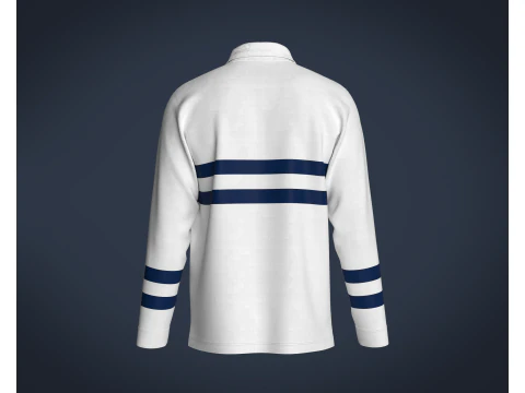 Mens Blue Stiped Polo 3D Model