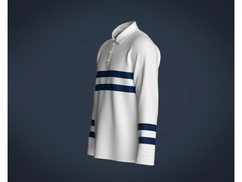 Mens Blue Stiped Polo 3D Model