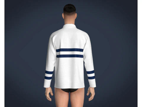 Mens Blue Stiped Polo 3D Model