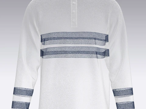 Mens Blue Stiped Polo 3D Model