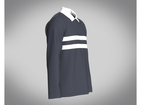 Men Blue and White Polo Modelo 3D