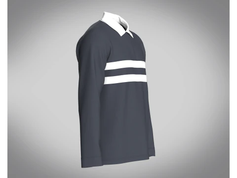 Men Blue and White Polo 3D Model