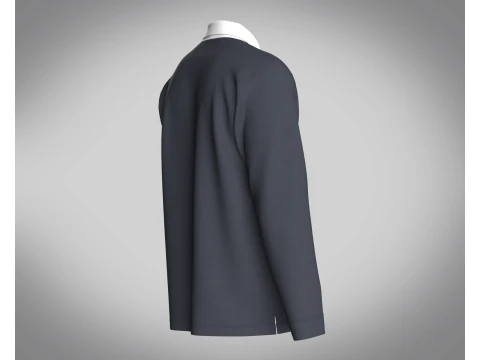 Men Blue and White Polo 3D Model
