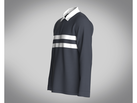 Men Blue and White Polo Modelo 3D