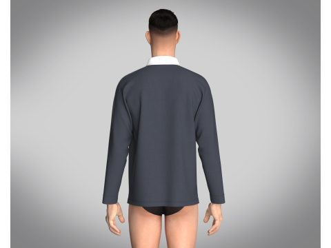 Men Blue and White Polo Modelo 3D