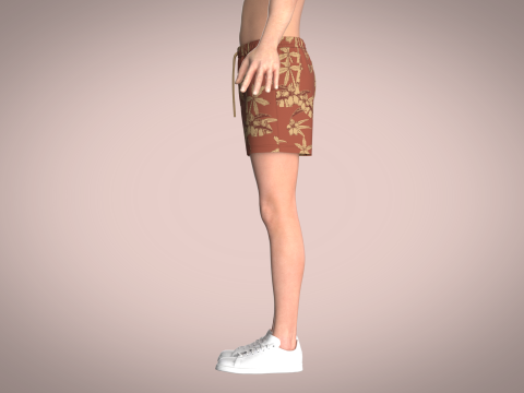 Men Short Pant - AOP 3D Model