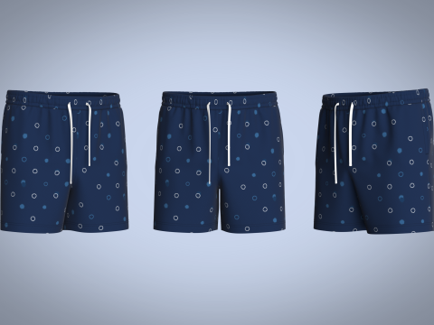 Men Short Pant - Blue 3Dモデル