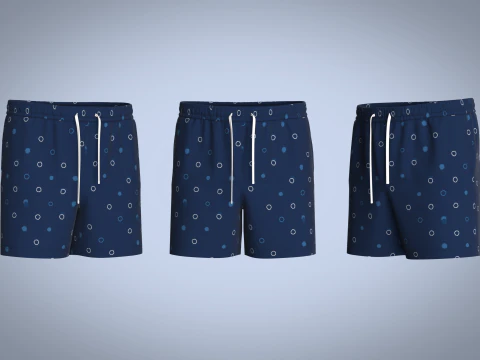 Pantalon Court Homme - Bleu Modèle 3D