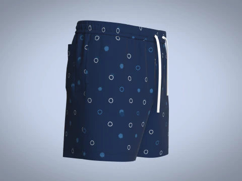 Men Short Pant - Blue 3D Model