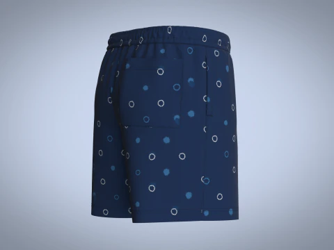 Men Short Pant - Blue 3D Model