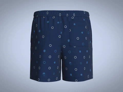 Men Short Pant - Blue 3D Model