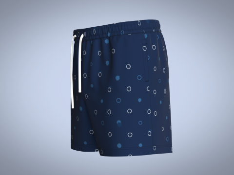 Men Short Pant - Blue 3D Модель