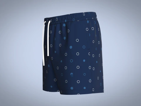 Men Short Pant - Blue 3D Model