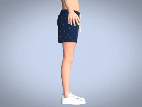 Men Short Pant - Blue 3D Model