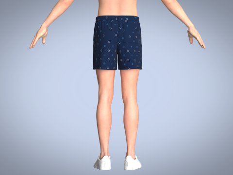 Men Short Pant - Blue 3D Модель