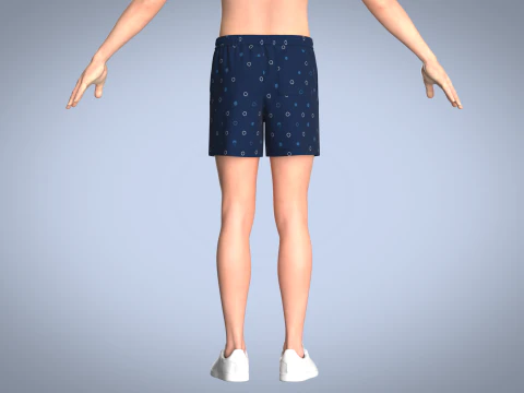 Men Short Pant - Blue 3D Model