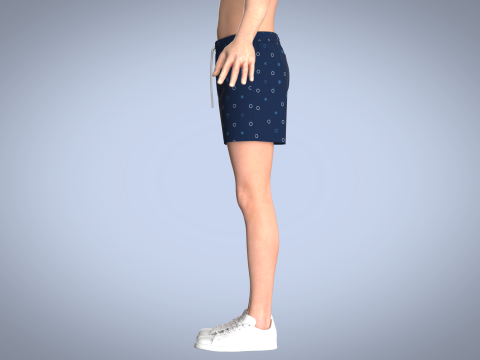 Men Short Pant - Blue 3D Модель