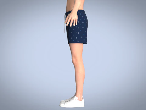Men Short Pant - Blue 3D Model
