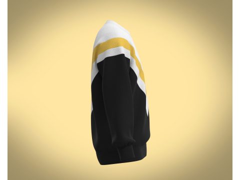 Men Black And White Sweatshirt 3D मॉडल