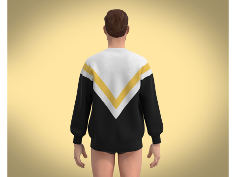 Men Black And White Sweatshirt 3D मॉडल