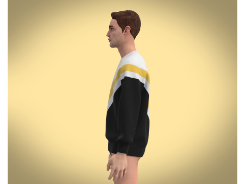 Men Black And White Sweatshirt 3D मॉडल