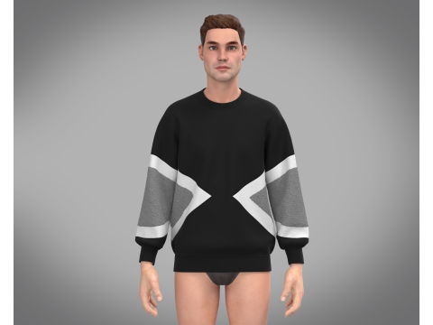 Men Black and Gray Sweatshirt 3D 모델