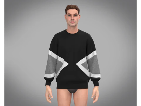Men Black and Gray Sweatshirt 3D Model