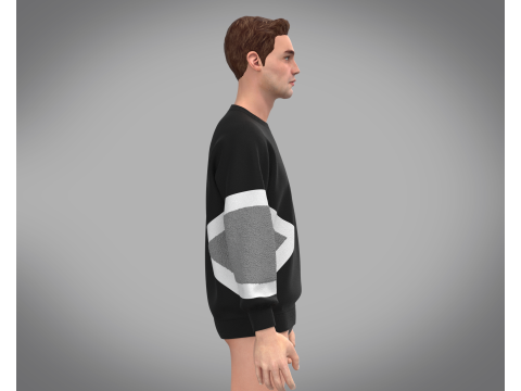 Men Black and Gray Sweatshirt 3D 모델