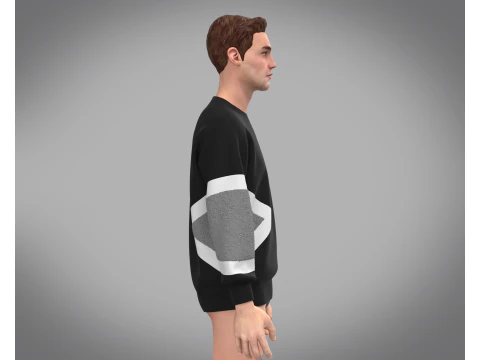 Men Black and Gray Sweatshirt 3D Model