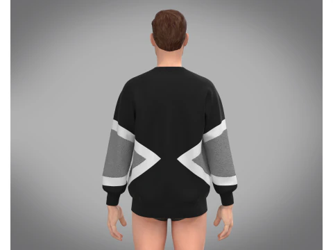 Men Black and Gray Sweatshirt 3D Model