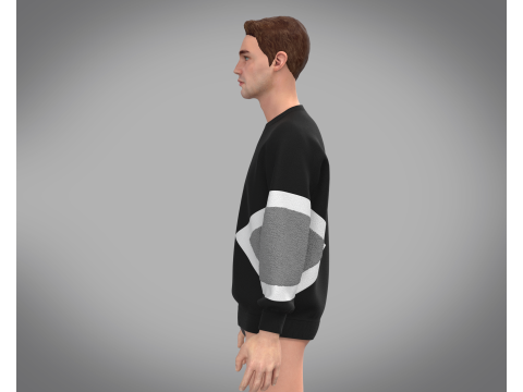 Men Black and Gray Sweatshirt 3D 모델