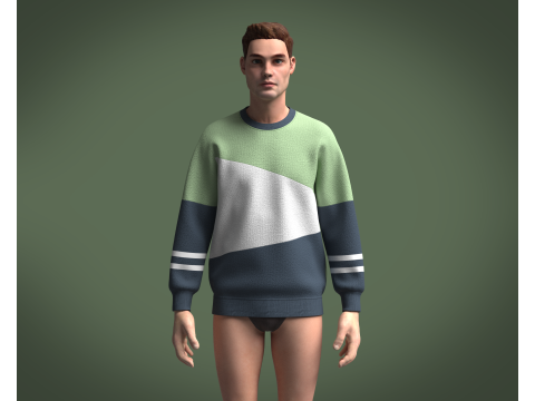 Men 3 Color Sweatshirt 3D Модель