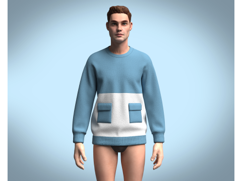 Men Blue Sweatshirt V2 Modèle 3D