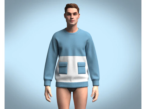Men Blue Sweatshirt V2 3D Model