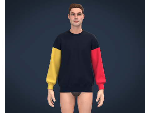 Men Blue Sweatshirt 3D 模型