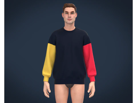 Men Blue Sweatshirt 3D Model