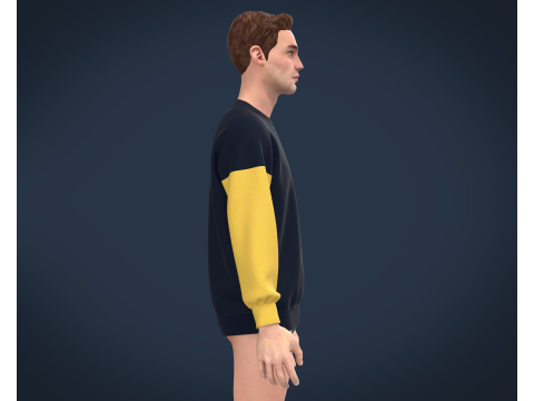 Men Blue Sweatshirt 3D 模型