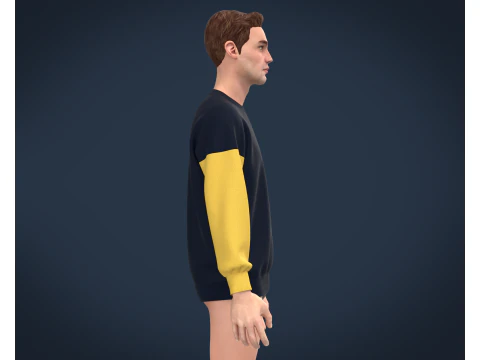 Men Blue Sweatshirt 3D Model