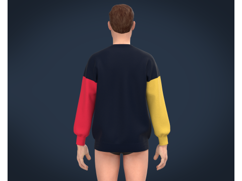 Men Blue Sweatshirt 3D 模型