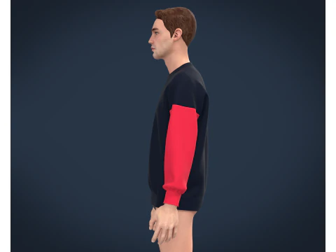 Men Blue Sweatshirt 3D Model