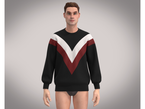 Men Black Sweatshirt 3D 模型