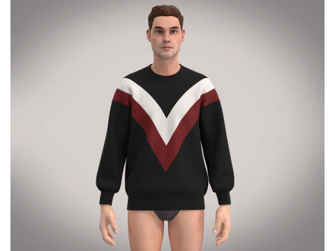 Men Black Sweatshirt 3D Model