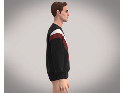 Men Black Sweatshirt 3D Model