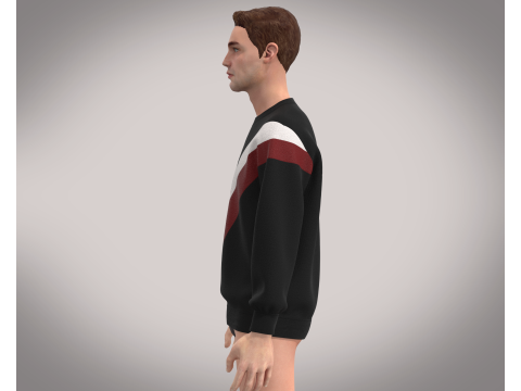 Men Black Sweatshirt 3D 模型