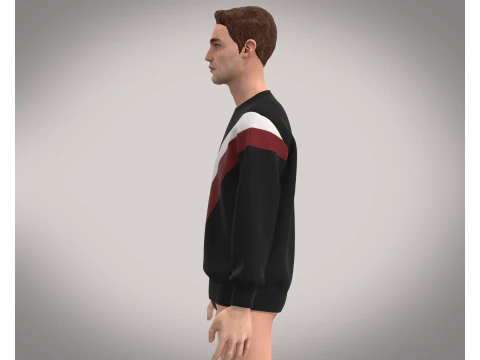 Men Black Sweatshirt 3D Model