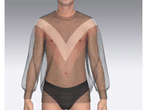Men Black Sweatshirt 3D Model