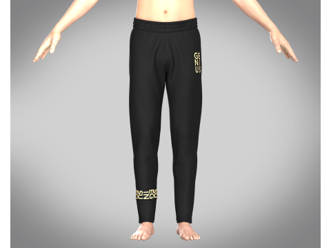 Men Black And Gold Pant 3D Model