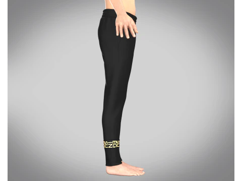 Men Black And Gold Pant 3D Model
