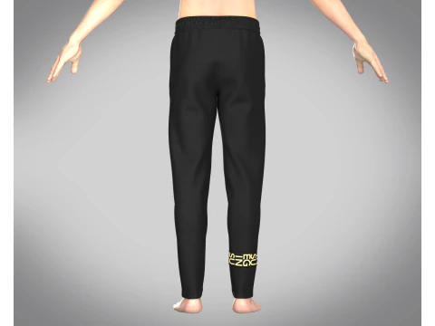 Men Black And Gold Pant 3D Model